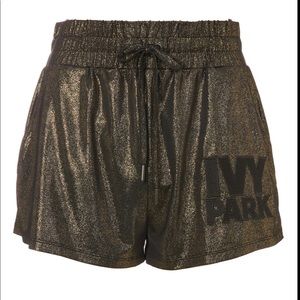 Ivy Park Gold Lame Workout Shorts
